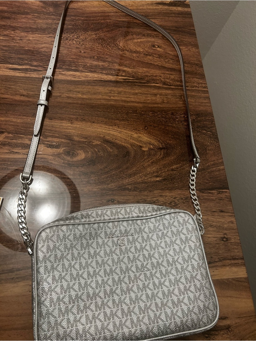 Michael Kors Silver MK shoulder bag